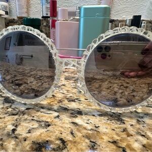 Elegant Crystal-Frame Round Sunglasses